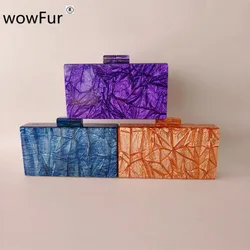 Purple Blue Rose Gold Fabric Acrylic Pvc Box Clutches Women Shoulder Messenger Chain Evening Lady Handbag And Purse Mini Bags