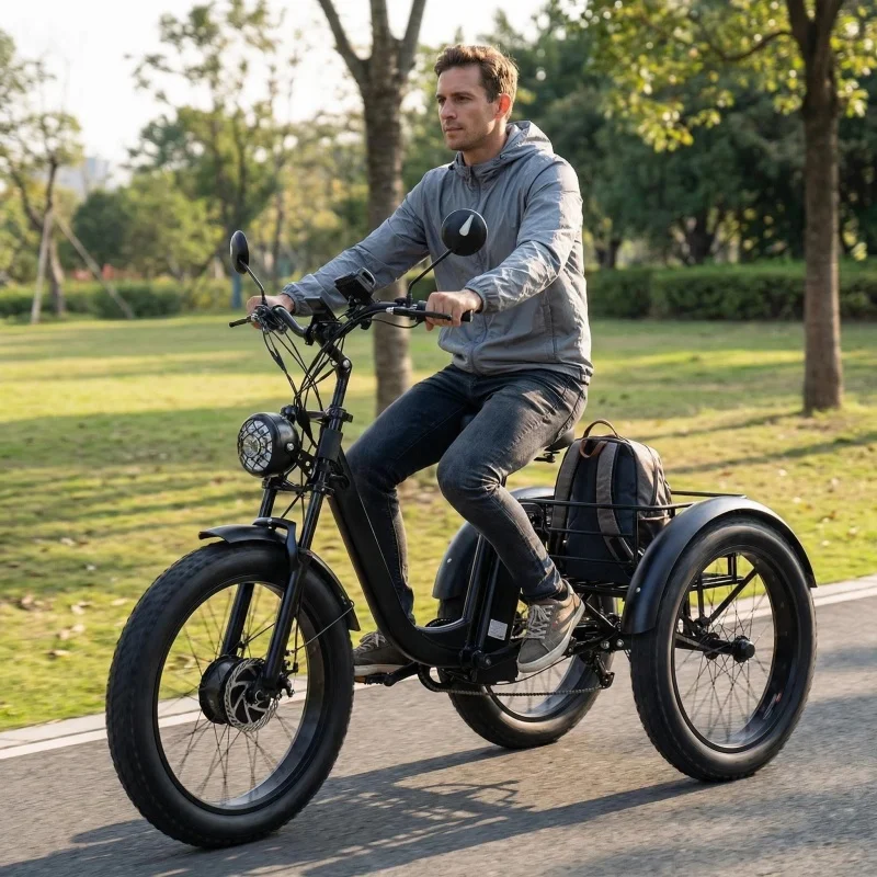 

Cargo Electric Bike Tricycle Adults Fat Tire 24 Inch Family Fatbike Electric Bicycle Mountain For Men Removable Battery 48V 750W