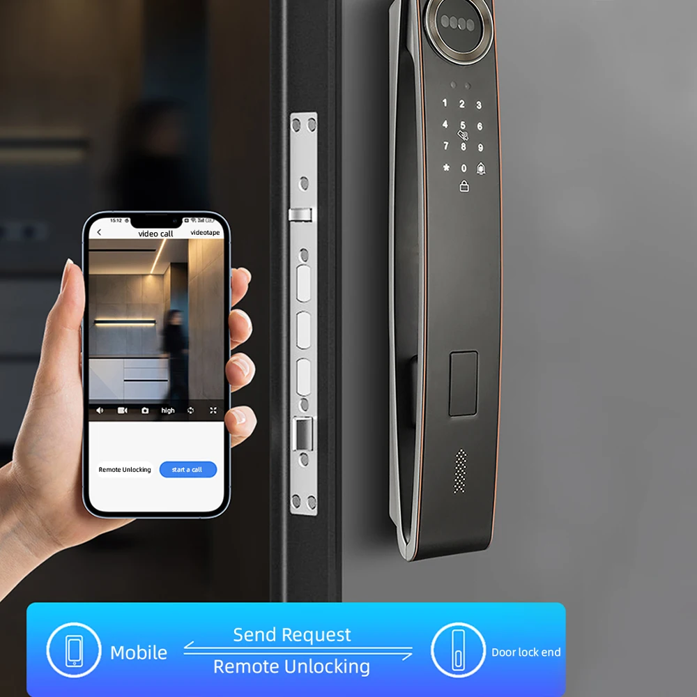 3D Face Recognition Digital Door Lock WiFi VLink Voice Intercom Fingerprint IC Card Smart Lock Unlock  Security Access Control