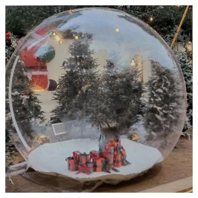 for Festive Christmas Garden Decoration Clear Foam Tent with Inflatable Snowballs and Blower