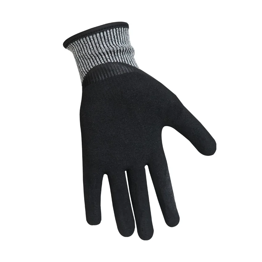 Industrial anti-cutting gloves palm coated rubber butyl clear wear-resistant PU anti-collision stabbing hammer wear-resistant ex