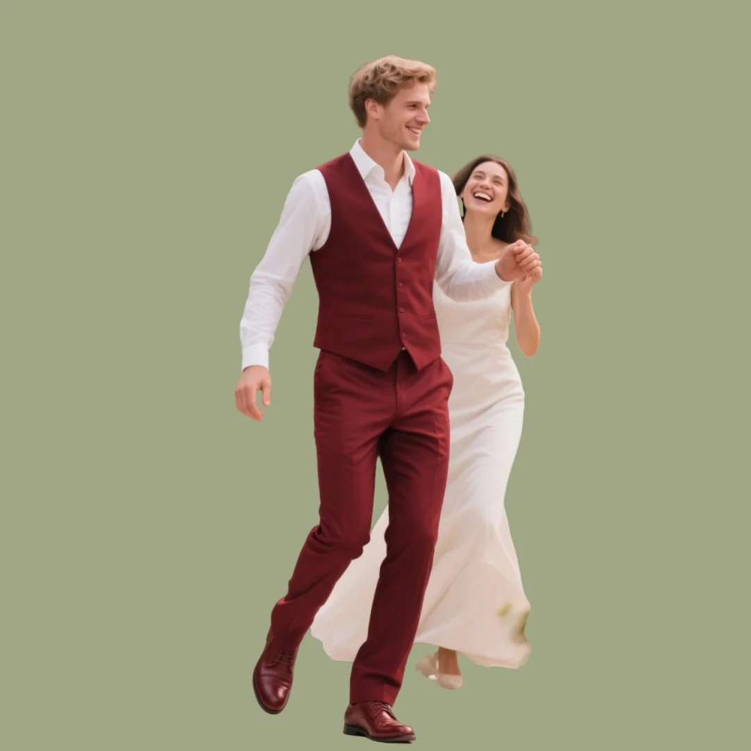 

НОВЫЙ бордовый мужской костюм из 2 предметов Slim Fit для мужчин, жилет и брюки, костюм для свадьбы, костюм жениха, homme mariage, официальный бизнес