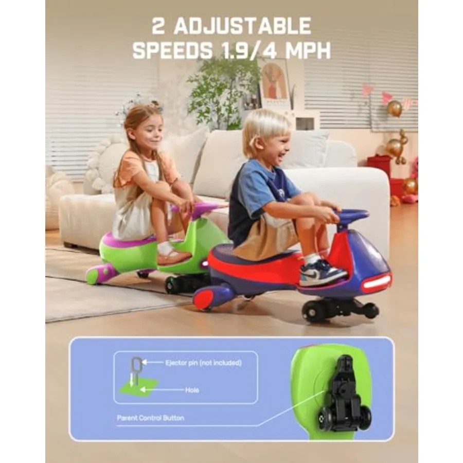 Pro Electric Wiggle Car, Rechargeable Battery, CyberWiggle, 2 in 1 Swing Car, 2 Speeds Max 4 Mph, Anti-Rollover, Flashing Wheels