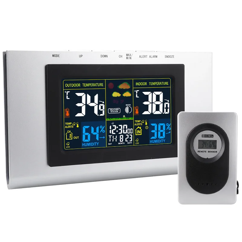 Multi-Functional Color Screen Wireless Weather Station Clock Digital Hygrograph Calendar Temperature And Humidity Alarm Color