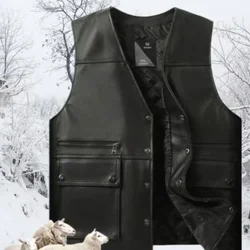 Genuine Leather Motorcycle Vest for Men, Sheepskin Leather, Biker Jacket, Bullet Proof, Safety Man Vest, Male Coat men clothing