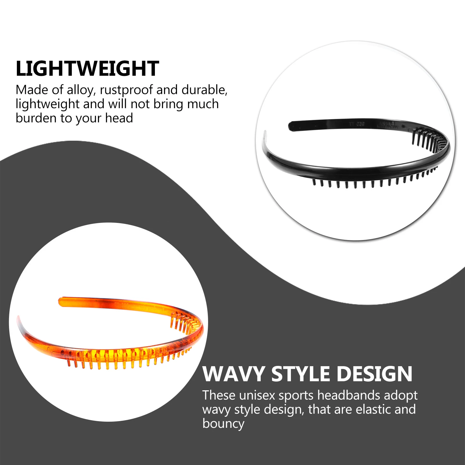 

6pcs Slip Hairbands Toothed Plastic Headbands Elastic Comb for Women Men Toothed Hairband Sport Durable Hair Accessories