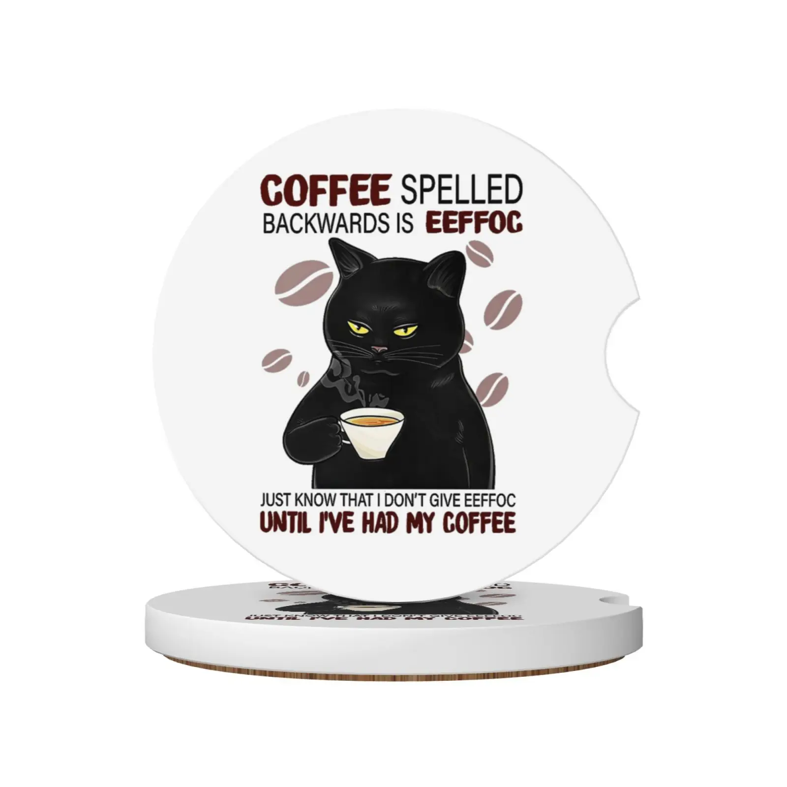 Cat Ceramic Coasters Travel Car Cup Holder Universal Non-Slip Cup Holders Embedded In Ornaments Coaster Car Interior