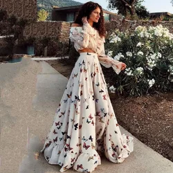 2023 European and American printed two-piece set of Bohemian skirt long skirt beach dress