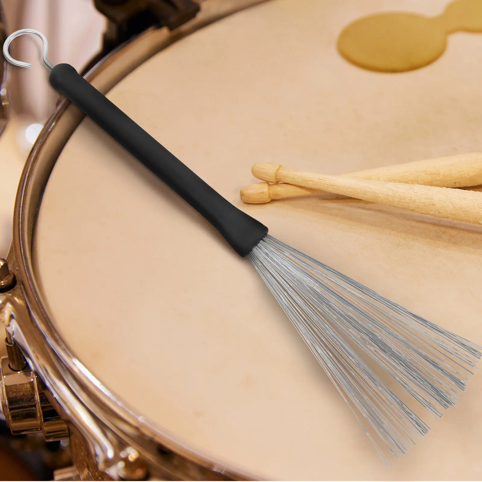 

2 шт. металлические стальные щетки для барабанов с выдвижными петлями, 320 мм, легкая конструкция для защиты барабанных панелей, выдвижная щетка