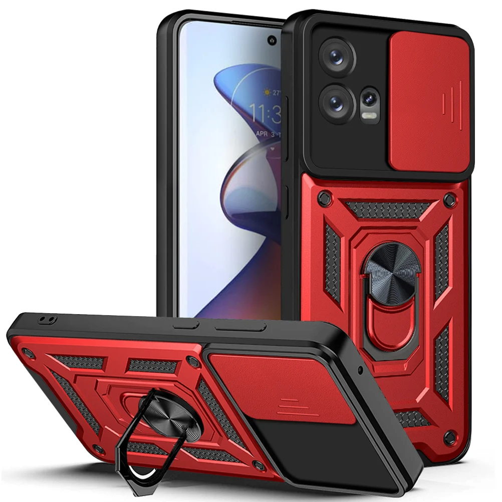 For Motorola Edge 30 Fusion Case Push Window Lens Coverage Ring Bracket Etui Coque for Moto Edge 30 Ultra/Moto Edge 40 40 Neo