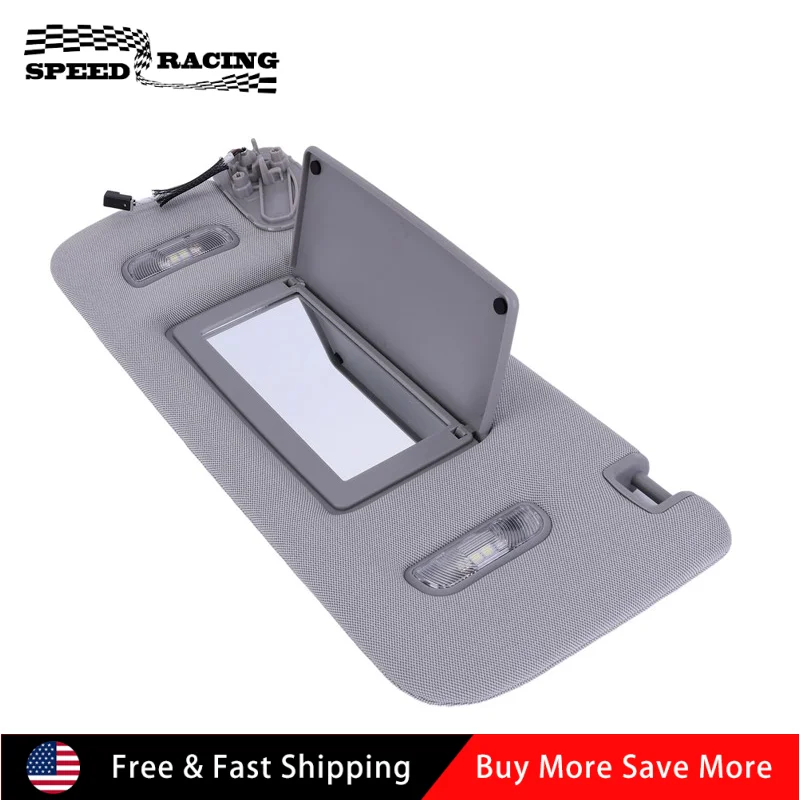 

23459655 22870346 Left Driver Side Sun Visor with Light Gray For 2015-2019 GMC Sierra 1500 2500 3500 Silverado 1500 2500 3500