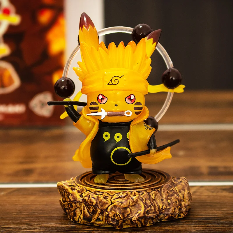 10Cm Pokemon Anime Figure Pikachu Cos Naruto Uchiha Obito Cute Pvc Action Figure Model Toy Desktop Car Decoration for Kids Gift