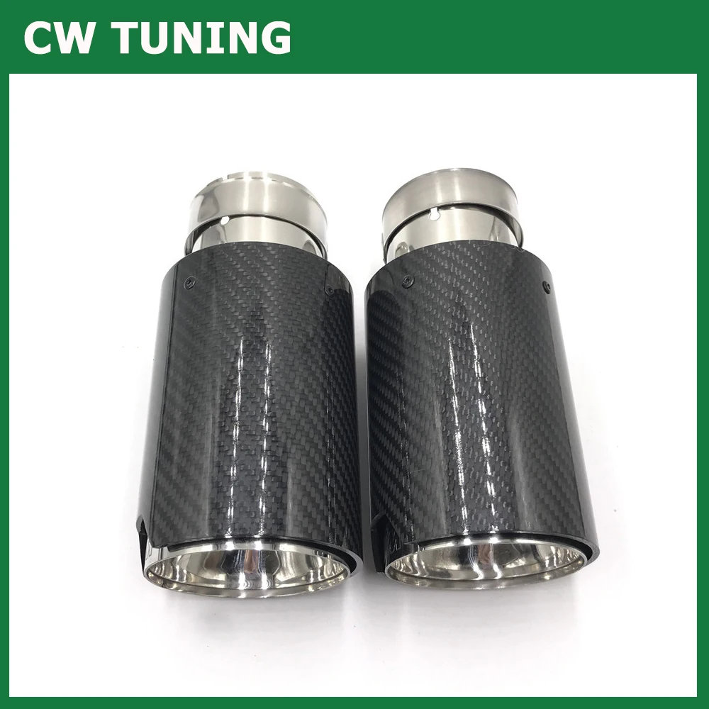 One Piece M Performance Glossy Carbon Exhaust Tips For Universal Style M2 M3 M4 M5 M6 Carbon Nozzles Tails Exhaust Modification