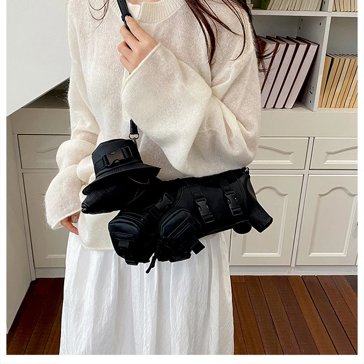 2026 Novelty 3D Dachshund Shaped Bag for Women with Mini Hat Buckle Design Cartoon Crossbody Streetwear Fashion Shoulder Purse