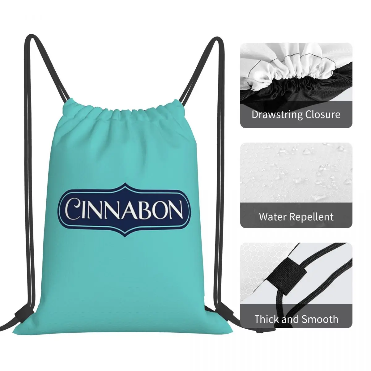 Cinnabon-mochilas con cordón para hombre y mujer, morrales deportivos con cordón, portátiles e informales, para libros y escuela