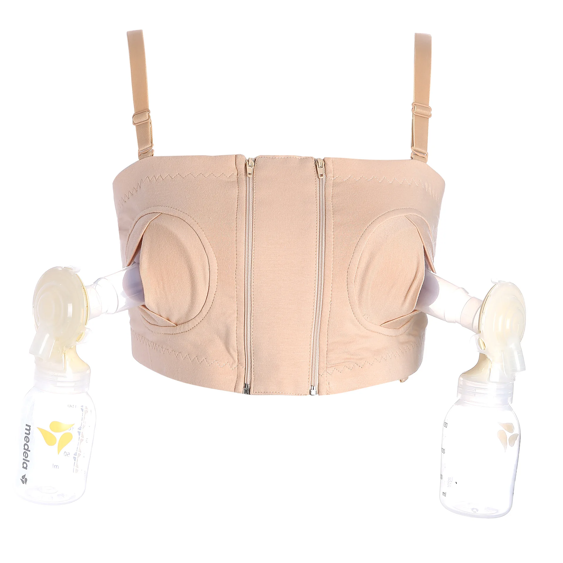 Front Zipper Maternity Nursing Bra Hands-Free Milk Extraction Underwear Lactation Chest Bra For Women In Postpartum Period