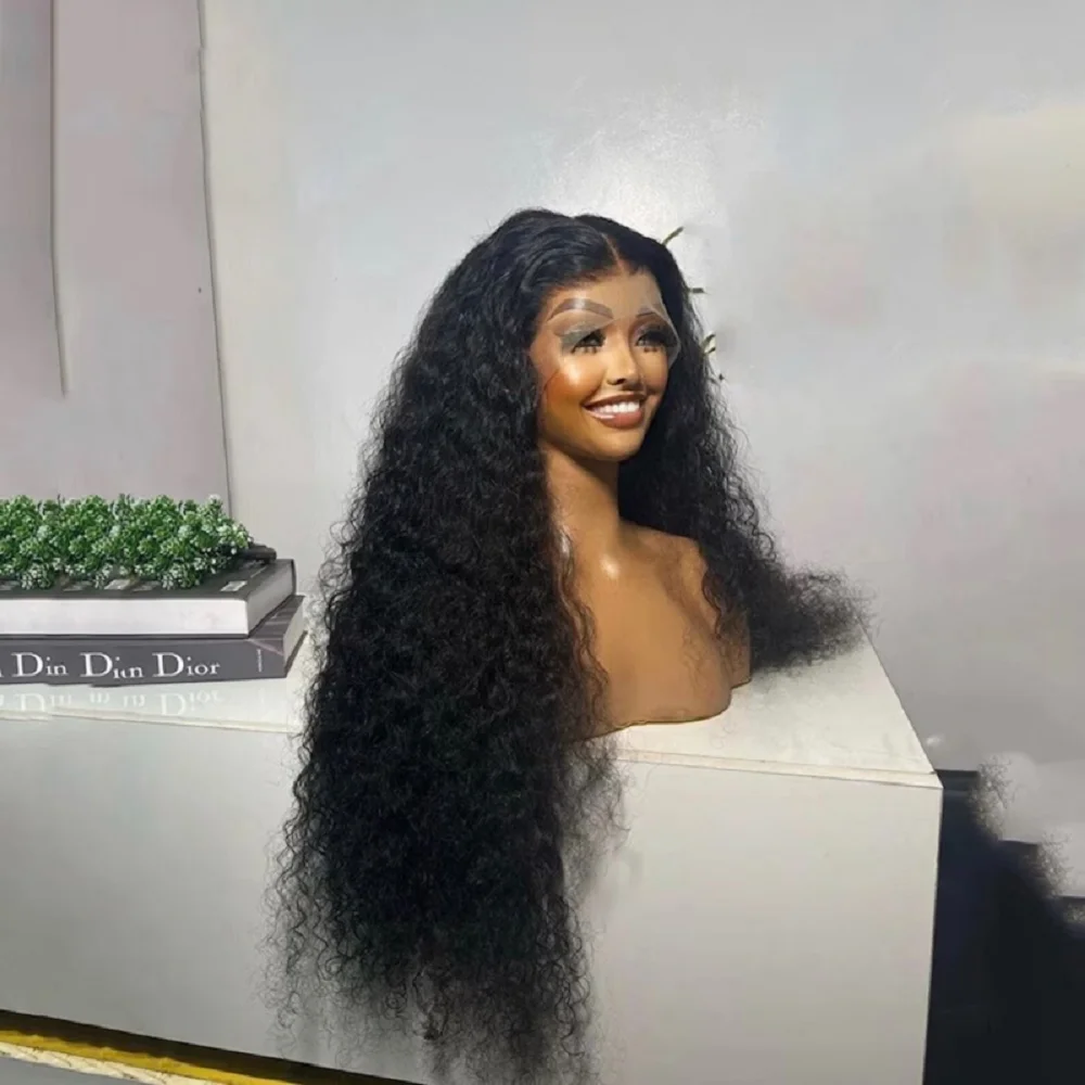 Black Soft Preplucked 26Inch Long 180Density Kinky Curly Lace Front Wigs For Women With Baby Hair Natural Hairline Good Texture