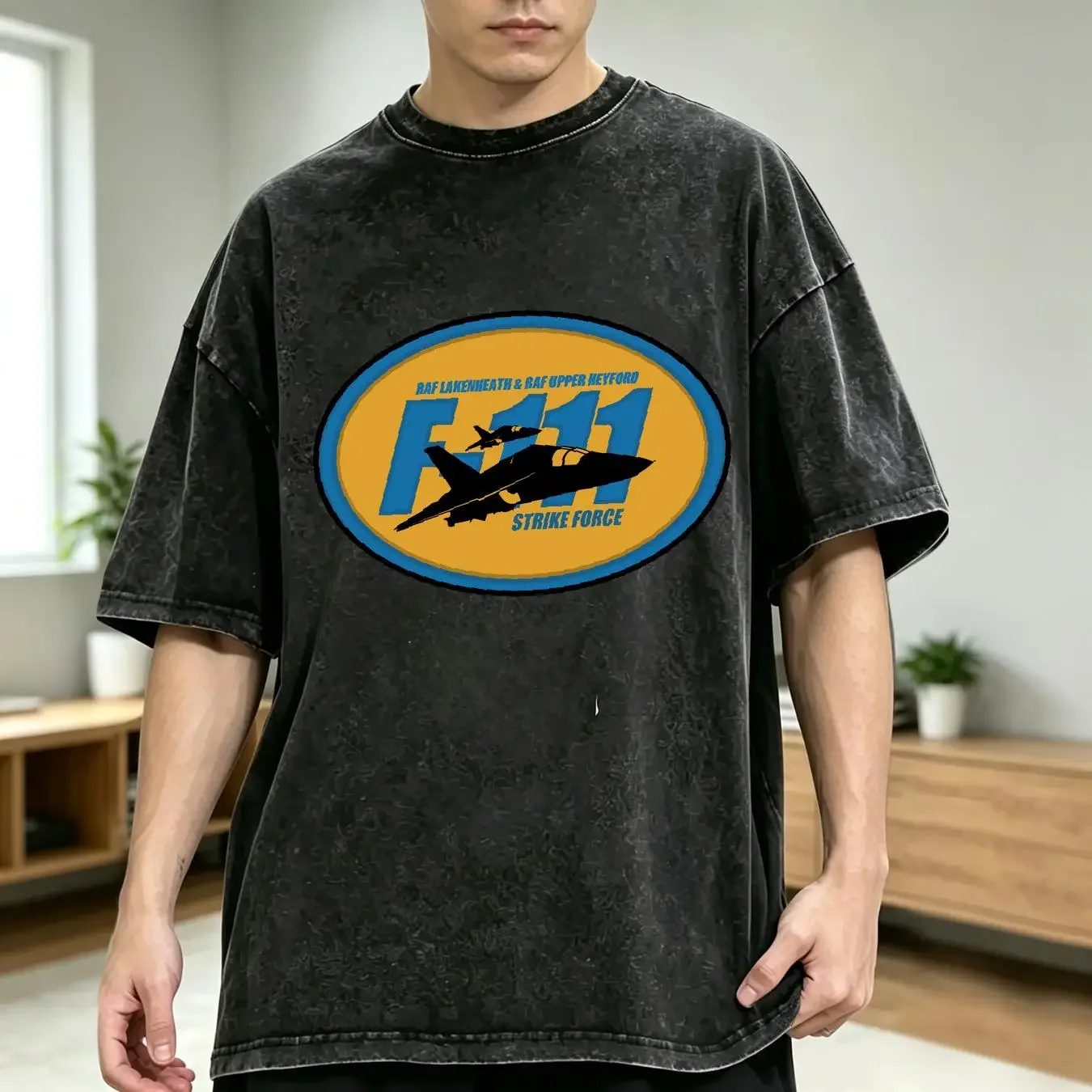 washed T Shirt The General Dynamics F 111 Aardvark S 4XL long or short sleeves vintage Washed fashion Comfortable streetwear