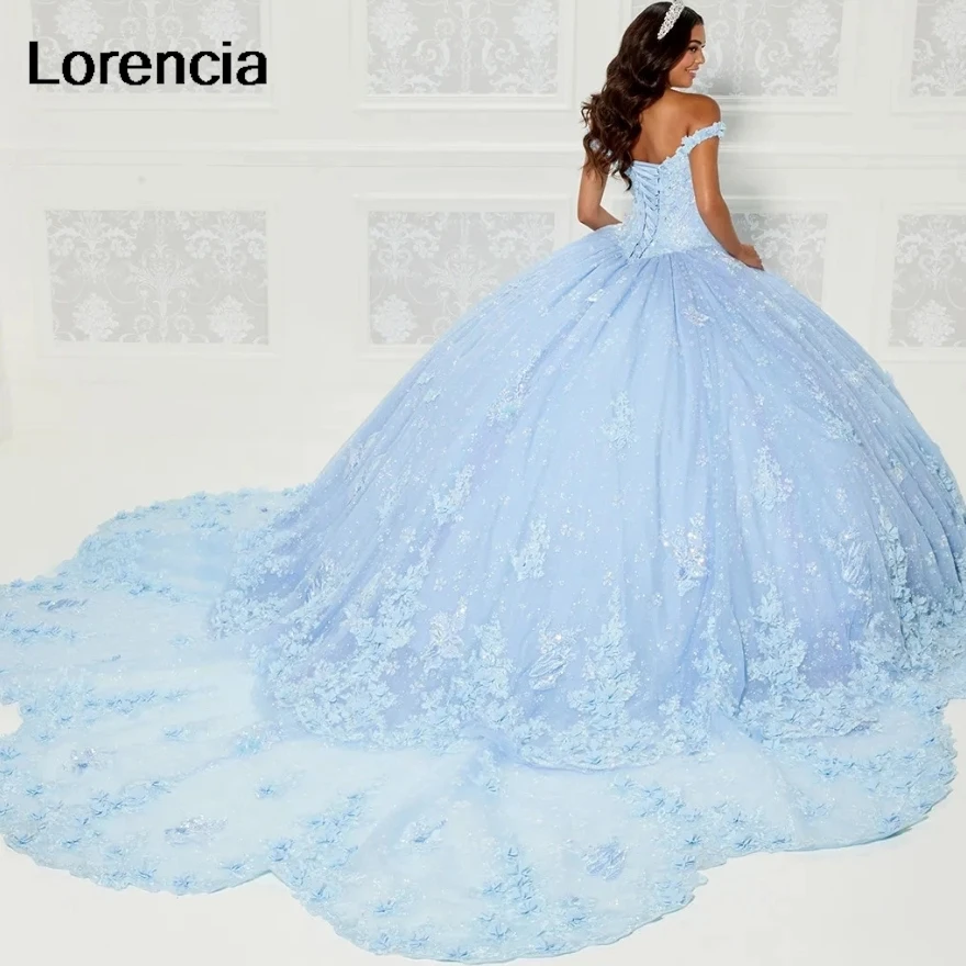 Vestido De quinceañera azul personalizado, vestido De baile con apliques De encaje, tren desmontable con cuentas, dulce 16 De México, Vestidos De 15 Años YQD734