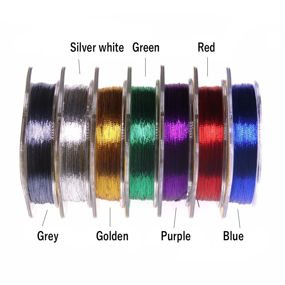 Wifreo 50m/spool Metallic Rod Building Wrapping Thread Line for Rod Repairing DIY Fishing Guide Ring Eyelet Fixing Threads