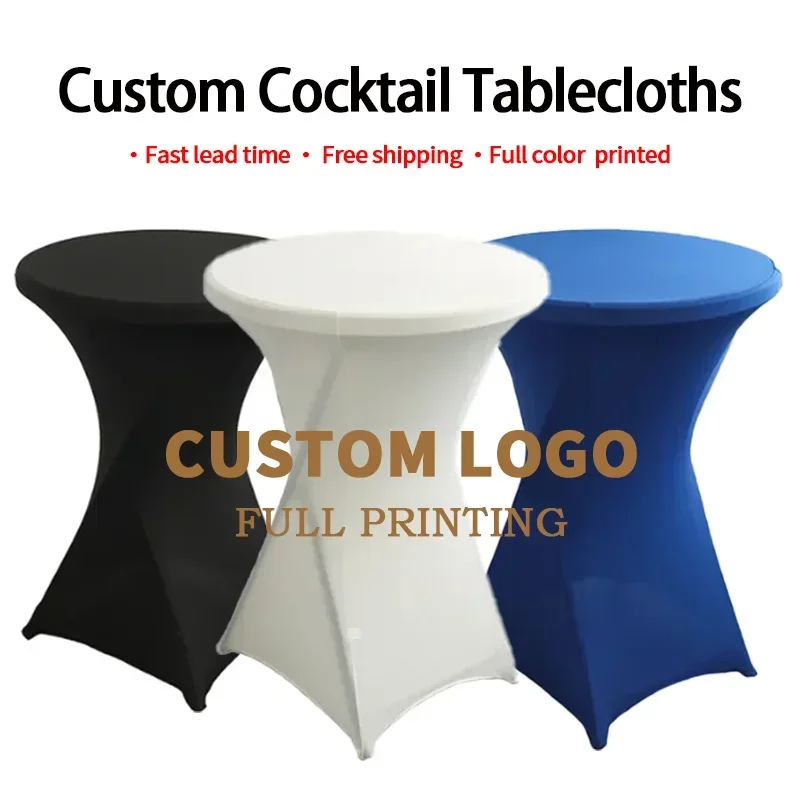 

TB Custom Round Tablecloth Cocktail Spandex Table Cloth Bar Hotel Wedding Party White Table Cover 60/80cm Hotel Supplies