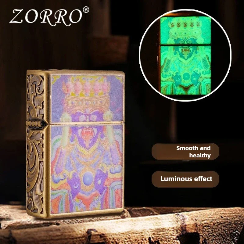 ZORRO Luminous Metal Kerosene Lighter Exquisite Relief Windproof Lighter Retro Creative Cigarette Lighter Men's Gift Wholesale - Image 3