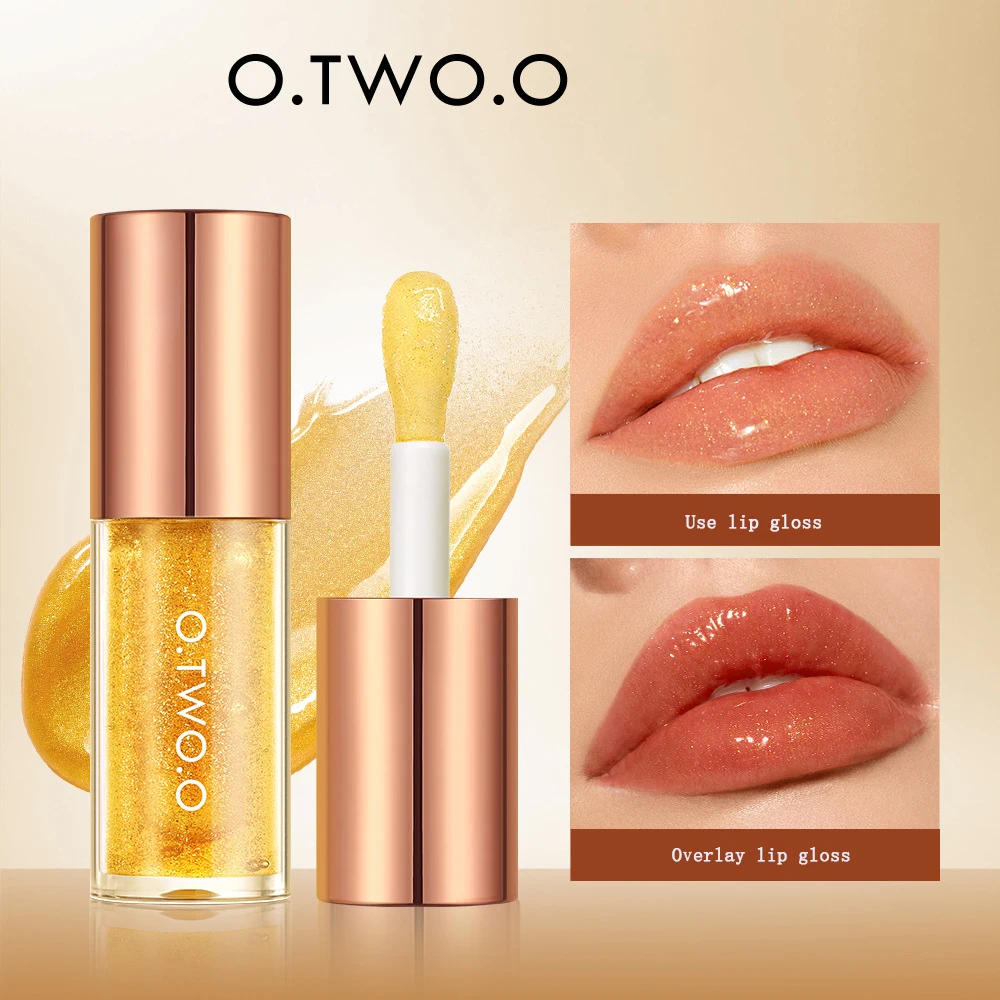 O.TWO.O คริสตัล Lip Plumper GLOSS Lip Oil แต่งหน้า Moisturizing Non-Sticky เซ็กซี่น้ํา Glitter Primer Tint Lip Balm Care แต่งหน้า