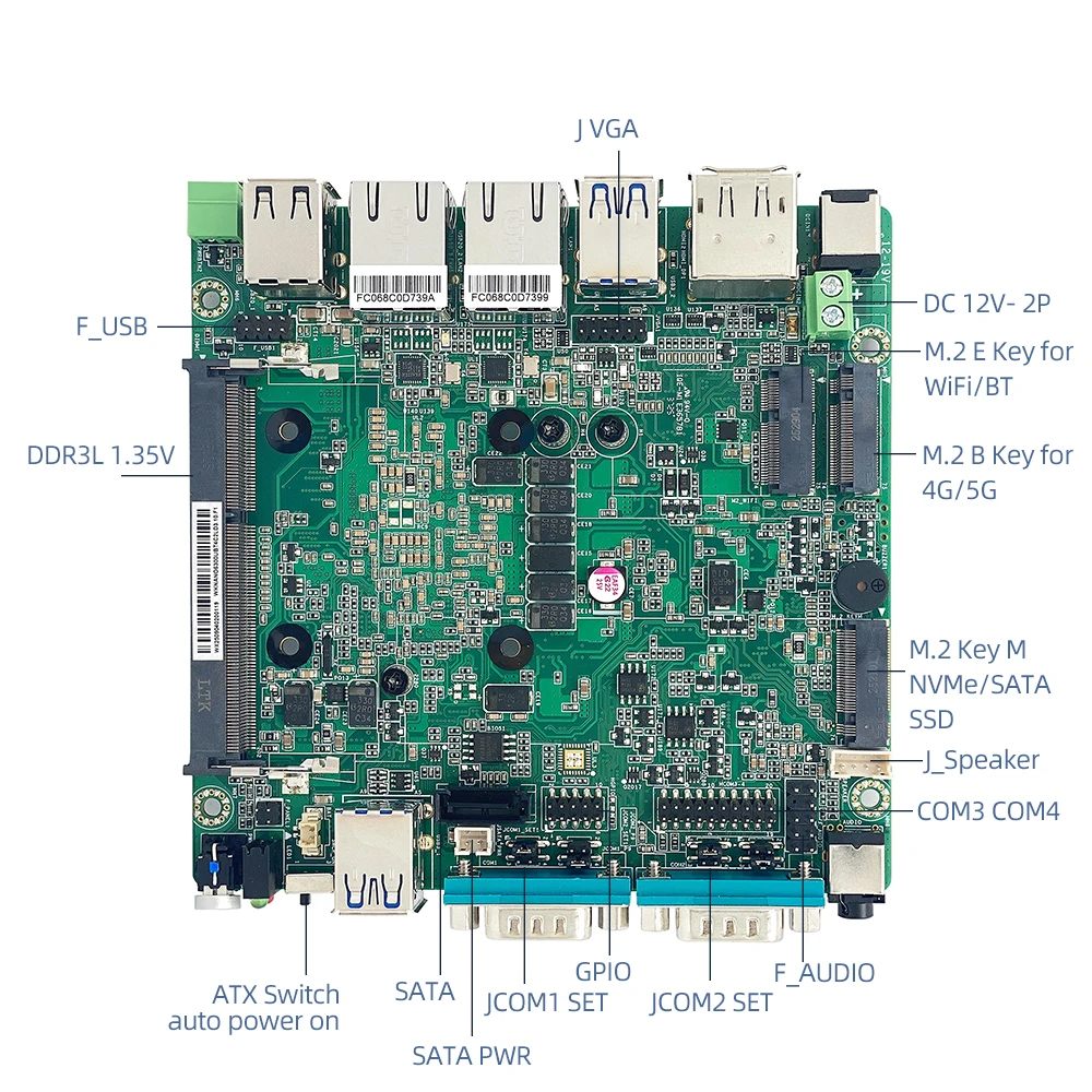 كمبيوتر صناعي بدون مروحة Intel Core i5-6300U 4x COM RS232 RS485 2xGbE 4G 5G LTE WiFi Windows11/10 Linux ATX مفتاح الطاقة عن بعد #5