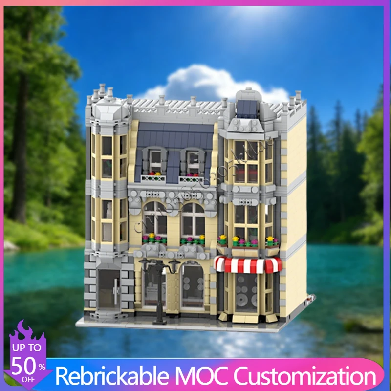 3008 STUKS Middeleeuwse HiFi Winkel Residentieel Huis MOC Aanpasbare Modulaire Bouwsteen Educatief Speelgoed Kinderen DIY Speelgoed Verjaardagscadeau