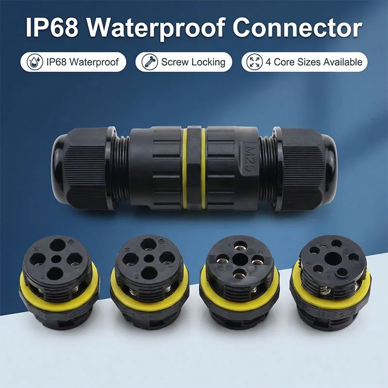 

M25 Short Sleeve Cable Connector Outdoor Lighting Straight Terminal IP68 Waterproof Connector 10Gbps Cat6A Shielded