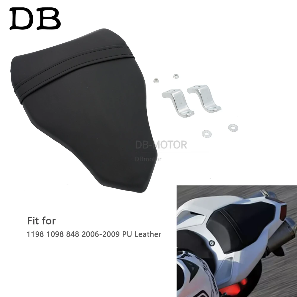 

Motorcycle Black Rear Passenger Seat Cushion Pillion Cover Fit For Ducati 1198 1098 848 2006-2009 PU Leather