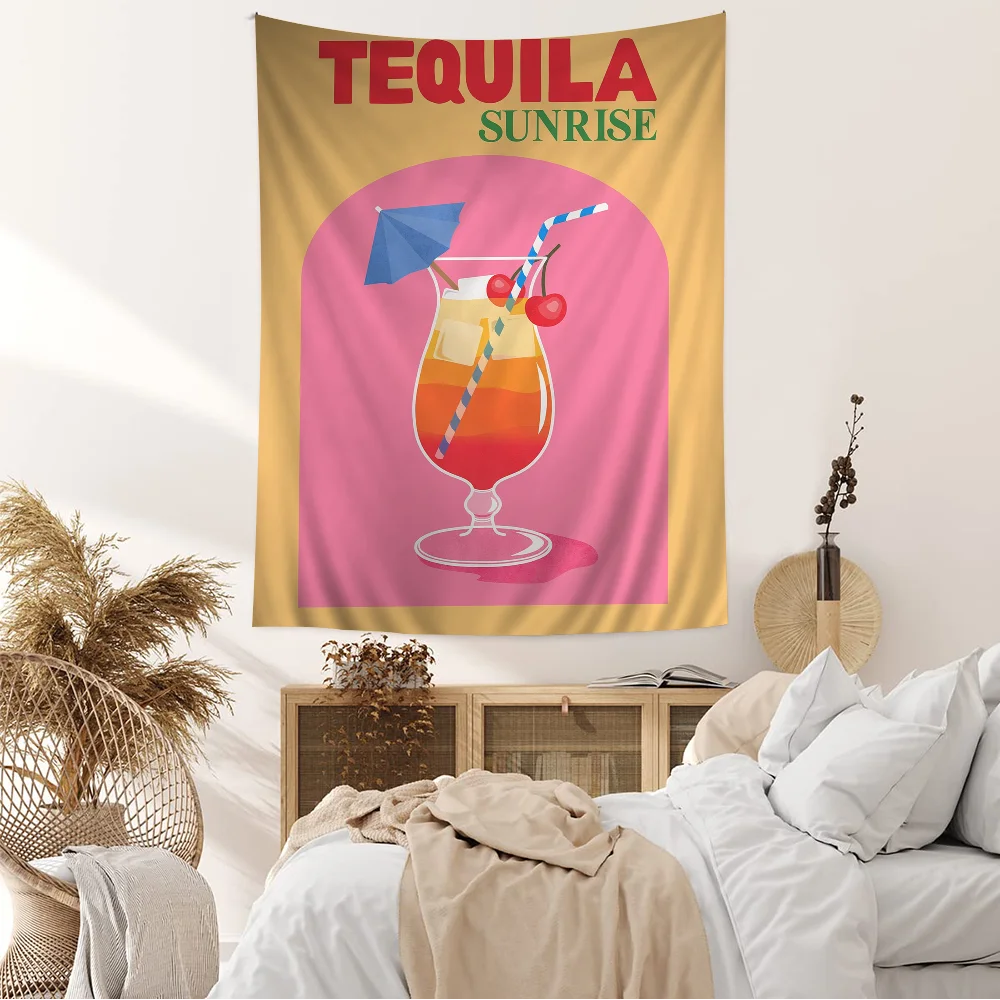 Colorful C-Cocktail D-Drink Frameless Hippie Wall Hanging Tapestries For Living Room Home Dorm Decor Art Home Decor