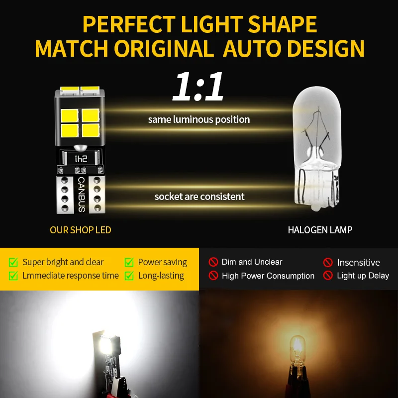 2PCS T10 W5W LED Bulb 12V Car License Plate Light Signal Lamp For Ford MK6 2002-2007 MK7 2008-2016 KA MK1 96-08 MK2 09-15 MK3 view 5