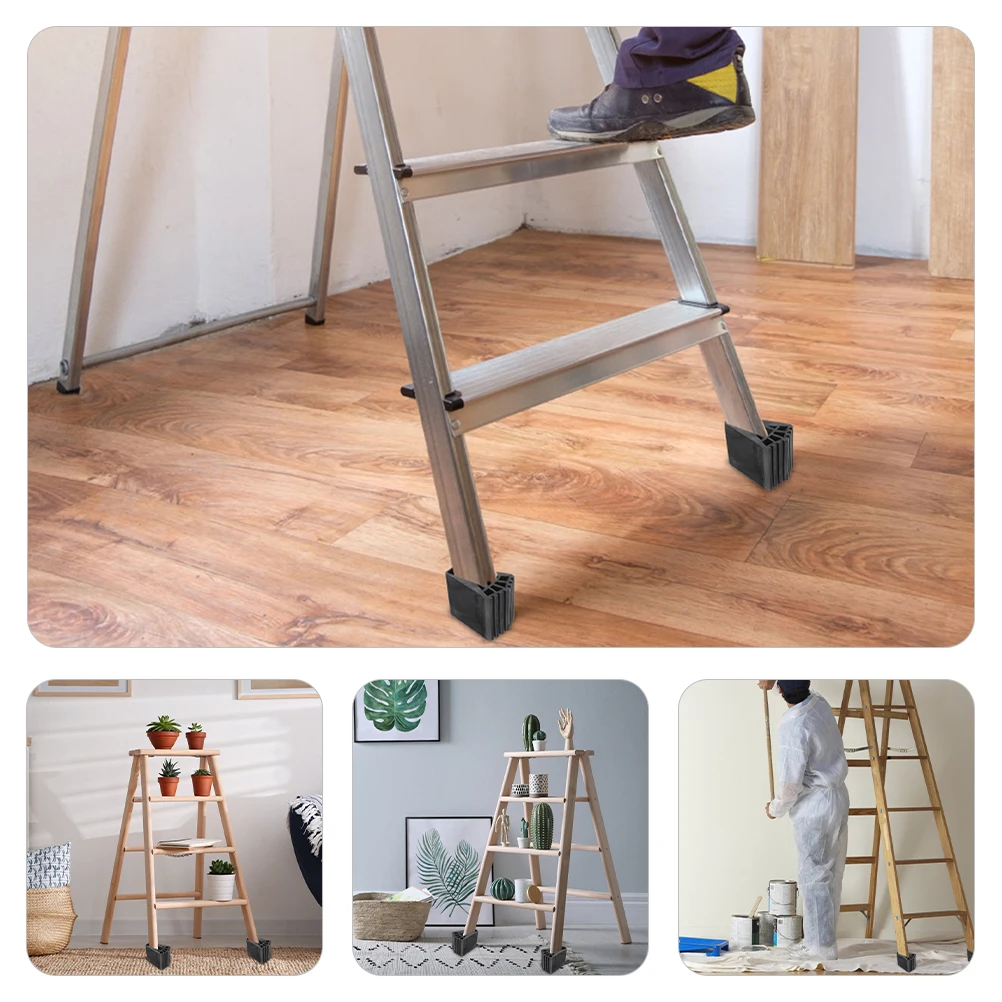 Foldable Retractable Rubber Ladder Feet Pads Black Extra Large Base Wear Resistant Anti Slip Protective Covers Floor