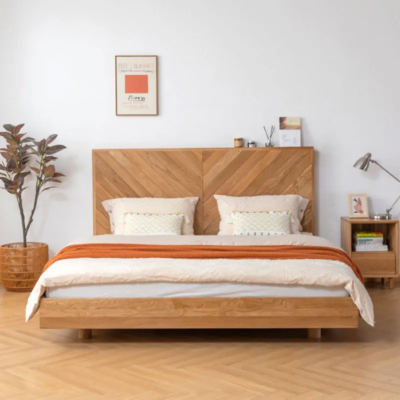 Nordic Cherry All Solid Wood Double Bed White Oak Retro Queen Bed