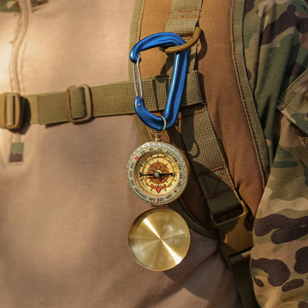 Outdoor Navigation Tool Copper Direction Finder with Luminous Scale Waterproof Design 50g Weight Keychain Attached