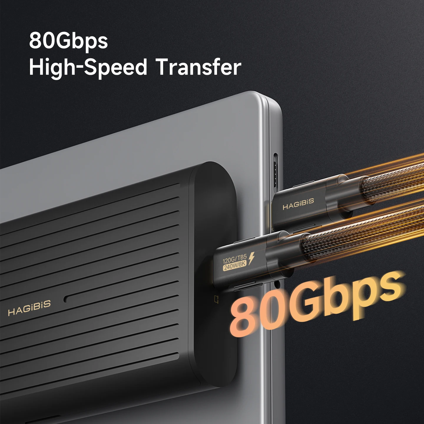 Hagibis 80Gbps M.2 NVMe SSD Enclosure Compatible with Thunderbolt 5/4/3/USB4 External SSD Up to 8TB for 2230/2242/2260/2280 SSDs