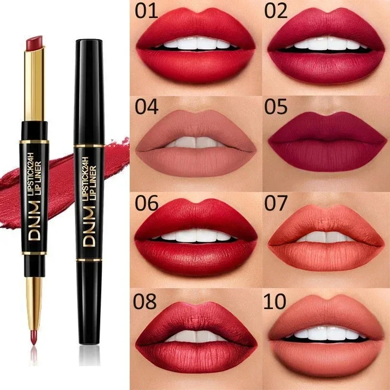 Double Head Lipstick Lip Liner Pencils Lipstick Waterproof Long Lasting Moisturizing Lip Cosmetics Matte Lip Stick Makeup