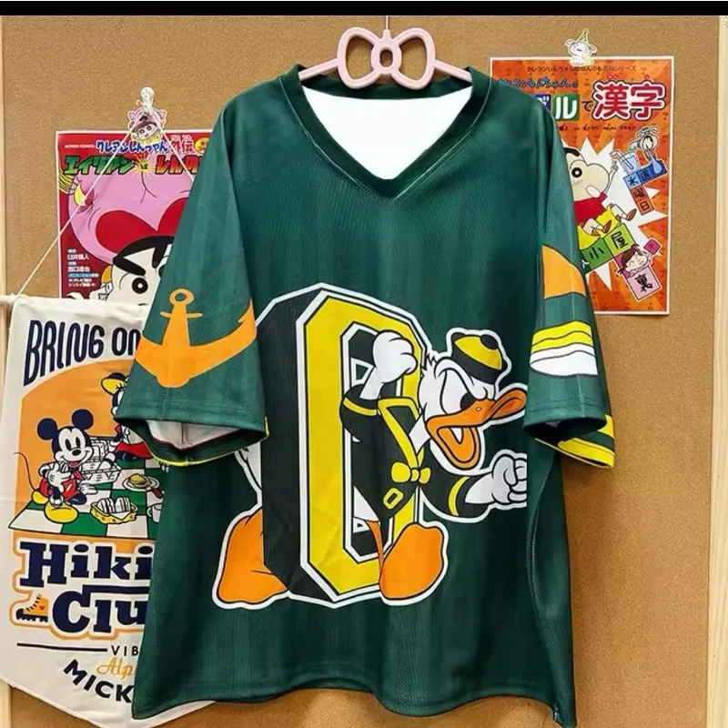 

2025 MINISO, новый свободный повседневный быстросохнущий модный милый топ с короткими рукавами и Микки Дональда Дака, с 3D принтом