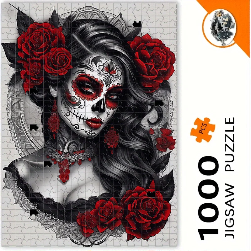 

500/1000 шт. готический мексиканский сахарный череп и головоломка La Calavera Catrina-большая художественная головоломка Calavera для взрослых, складная система