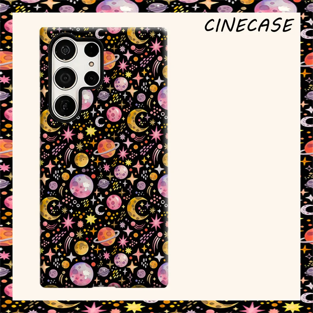 Watercolor Planet For Samsung Galaxy S26 S25 S24 A56 A36 Dual Layer Luxury Fashion Full Lens Protective Case