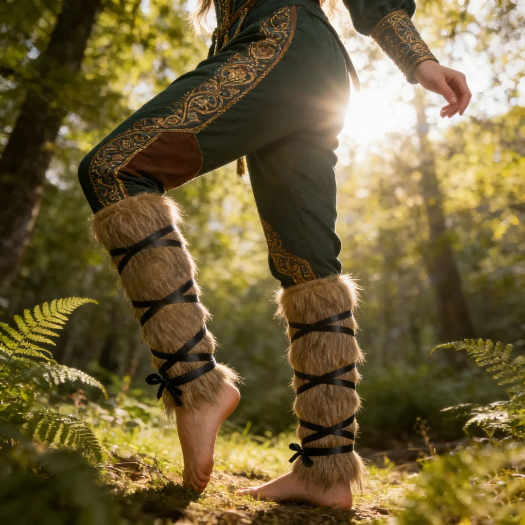 Medieval Imitation Fur Warm Leggings Furry Leggings Boots Cosplay Vikings Knight Dress Up Foot Cover Hunter Pirate Cosplay Props