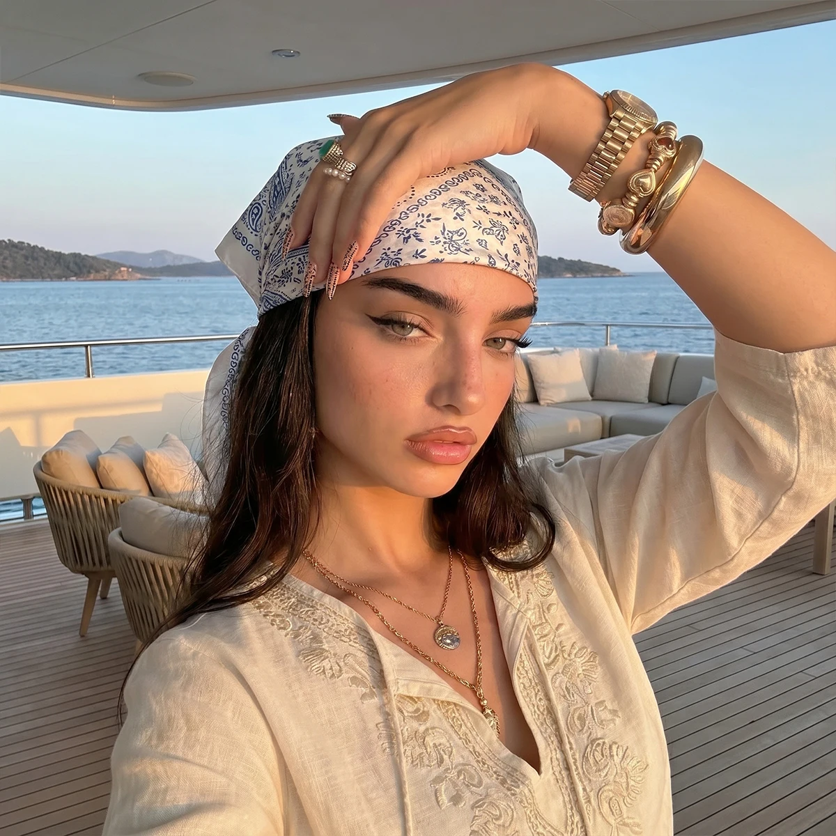 Luxury Printing Silk Square Scarf Women Neck Hair Tie Band Beach Hijab Kerchief Head Headbands Bandana Female Foulard 70cm