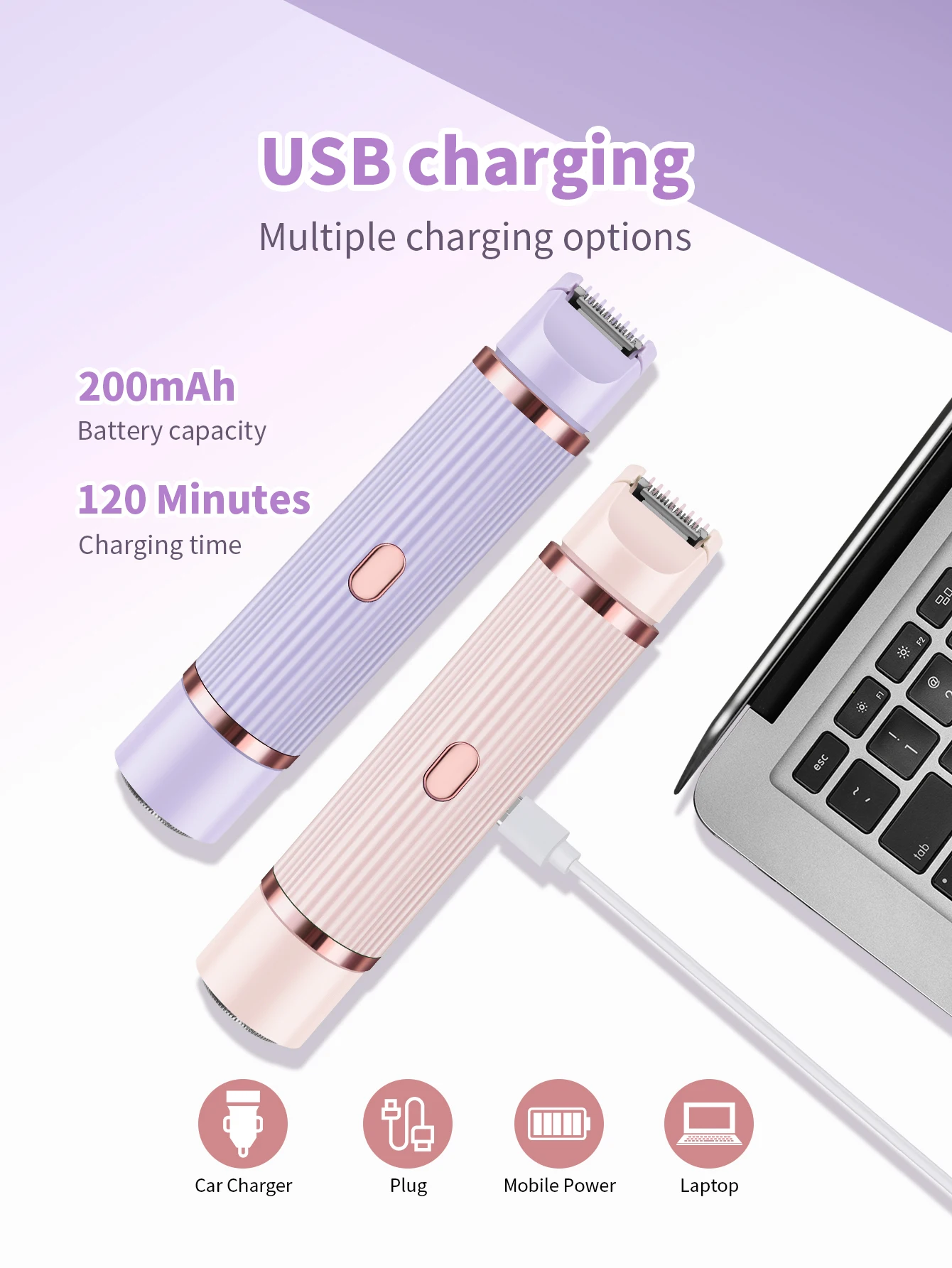 

Dual-Head Mini Women's Body Hair Trimmer Suitable for Full-Body Use Lightweight and Portable Essential for Travel