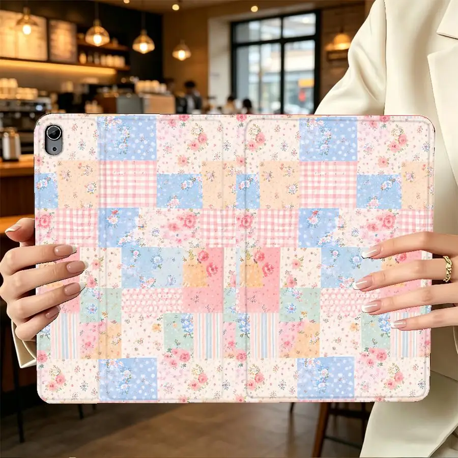 Bright Floral Collage Print with Pencil Slot Case for Apple iPad Pro11 13 Air 11 13 M4 M3 M2 A16 2026 10th 7/8/9th Air 4/5/6th