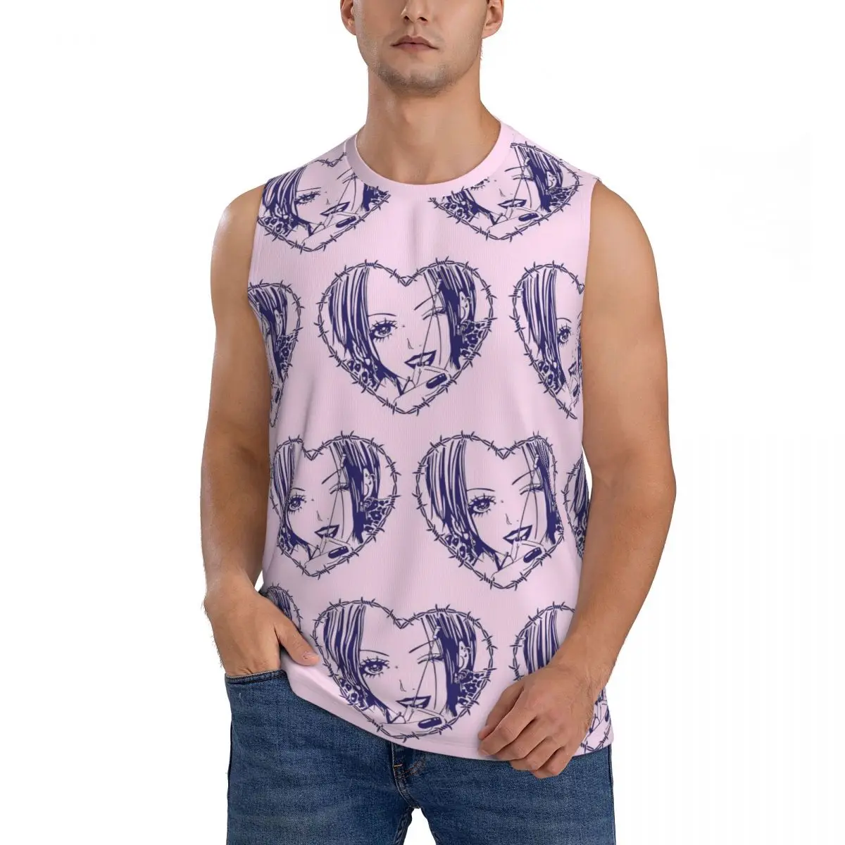 Nana Osaki Barbed Wire Heart Spread Men Sleeveless Tank Tops Quick Dry Breathable Gym Fitness Running Summer Casual Sport Vest