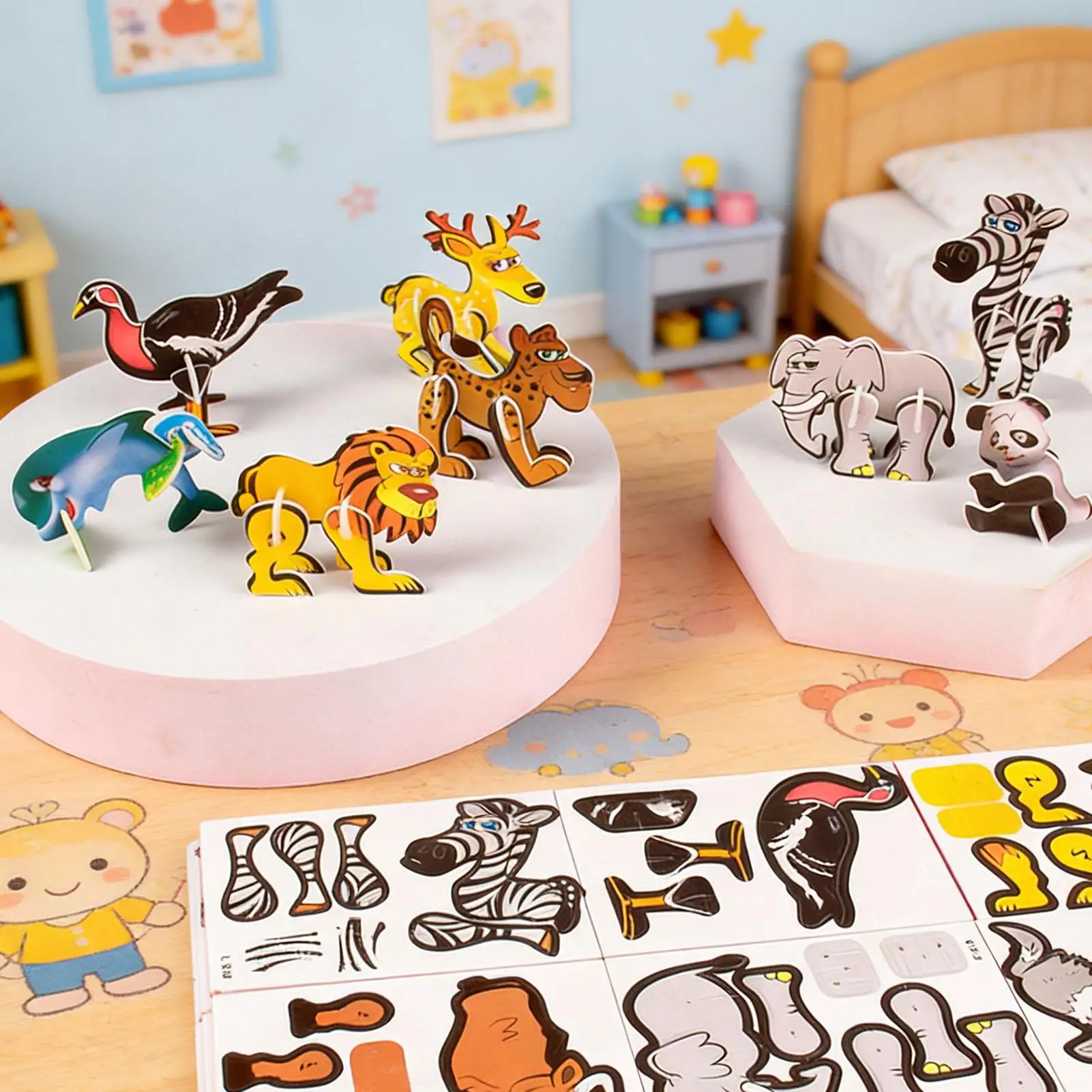 

3d Building Puzzle No Glue Educational Game Miniature Animal 3d Paper Puzzle for Boys Girls Children Teens Classroom School