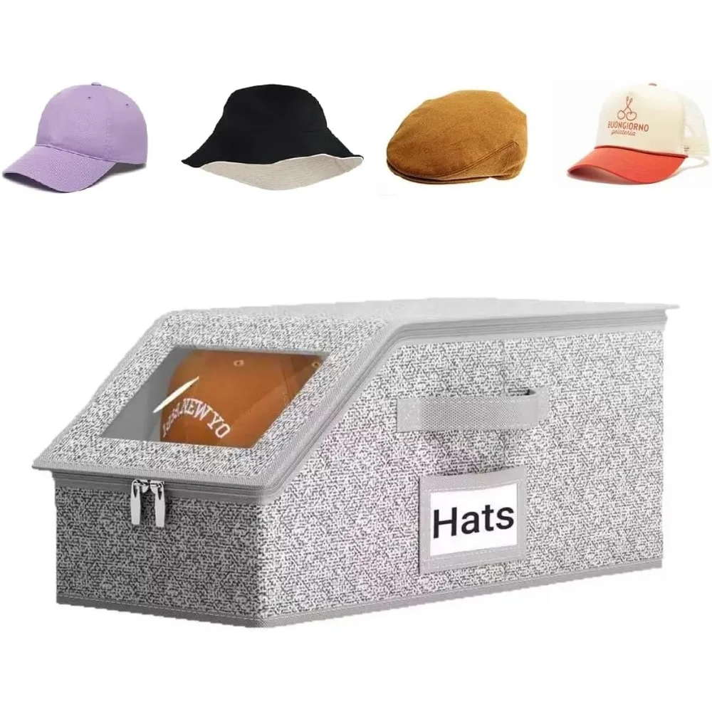 

Baseball cap organizer, hat storage box, can hold up to 12 hats, with transparent window, home hat storage box