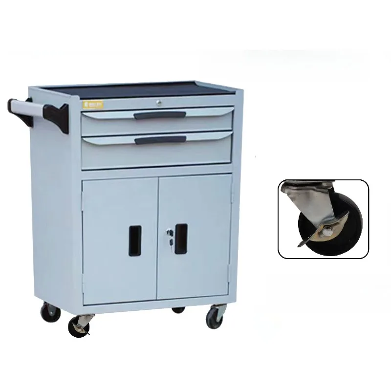 Movable auto repair trolley Thickened trolley Multifunctional tool trolley with cabinet door Tool cabinet drawer type