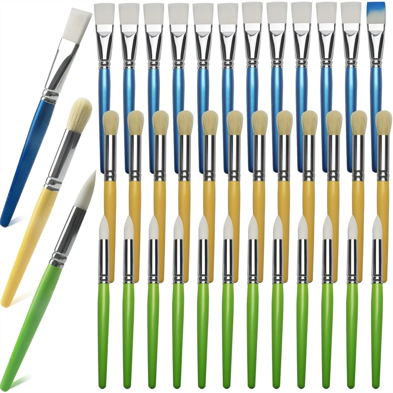 

36 Pcs Bulk Paint Brushes for Kids, Back to School Toddler Painting Set with Flat & Round Brushes for Classroom